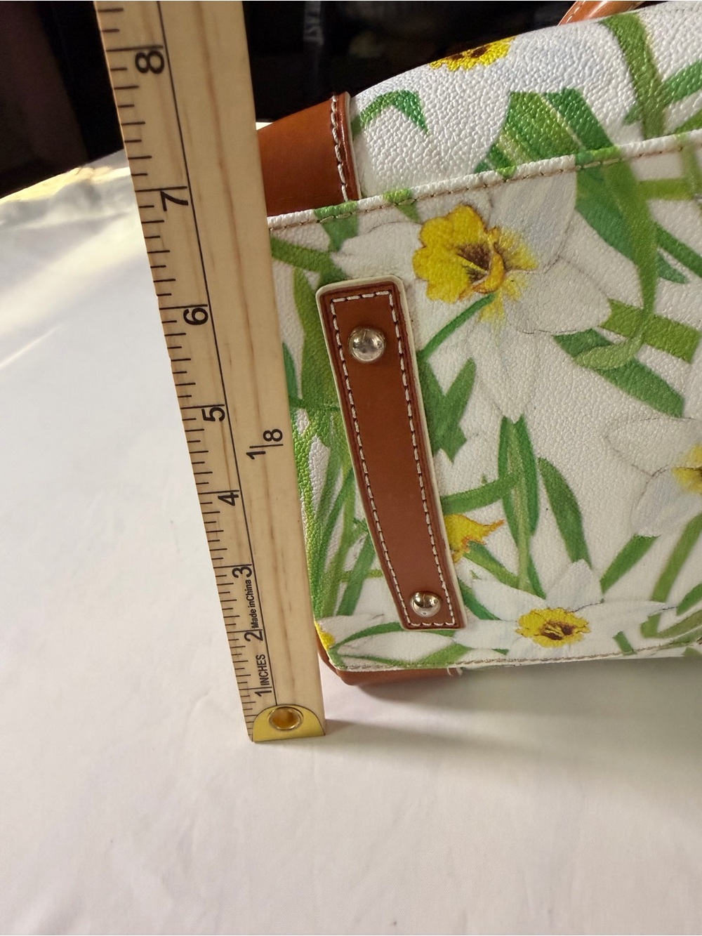Dooney & Bourke White Floral Tote with Yellow and Green - Picture 11 of 12
